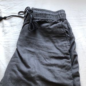 Long dark grey linen wide leg pants!